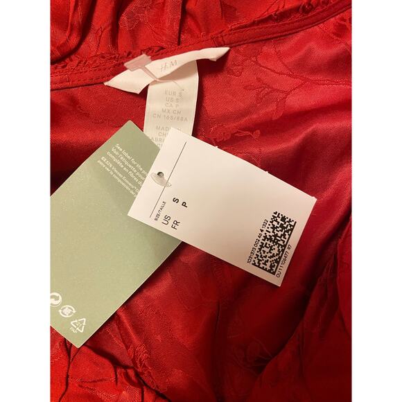 NWT H&M+ Ruffle trimmed red wrap dress sz: S - Picture 5 of 10
